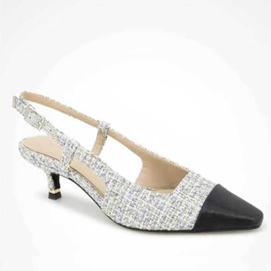 Kenneth Cole Black And Cream Slingback Heels
